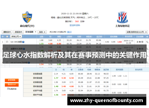 足球心水指数解析及其在赛事预测中的关键作用